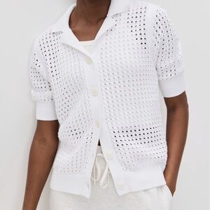 Varley Ellie White Open-Knit Cardigan NWT Sz Lg